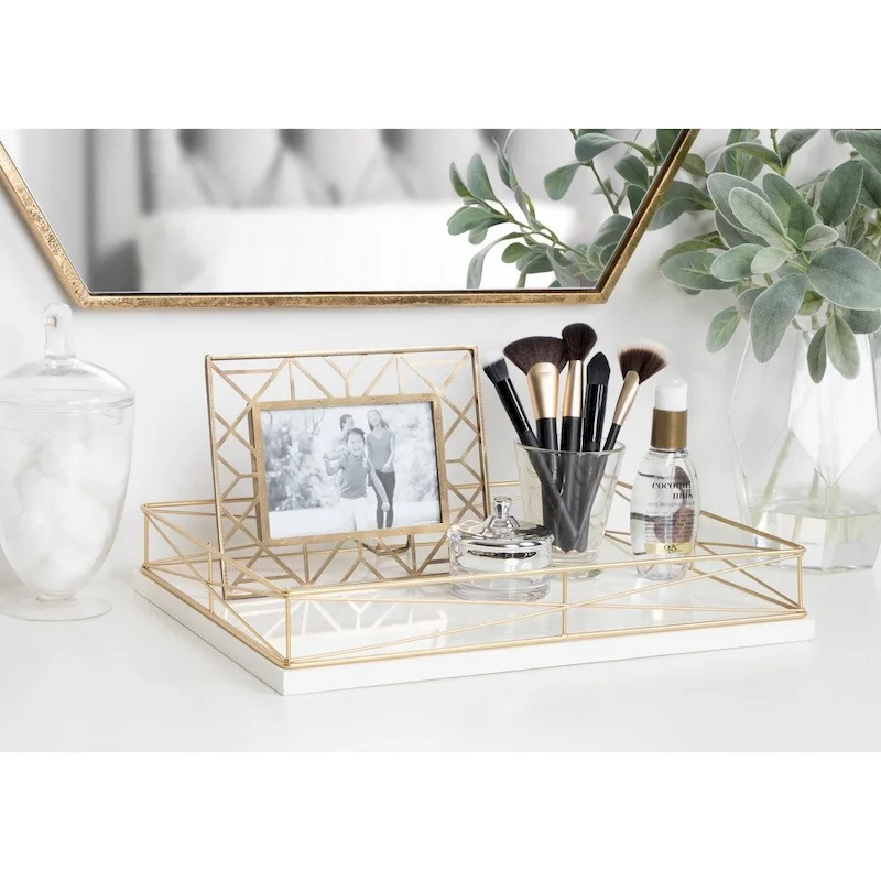 Kate and Laurel Mendel Modern Decorative Tray with Metal Rim - 12x16.5