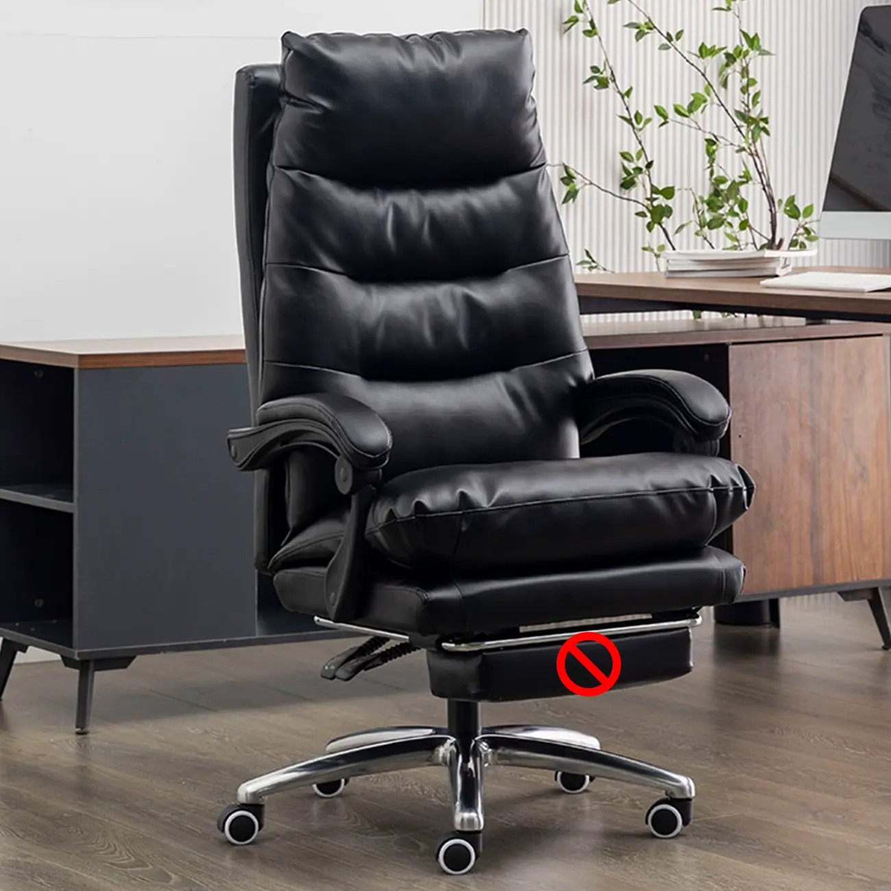 Ergonomic Leather Reclining Executive Office Chair with Footrest