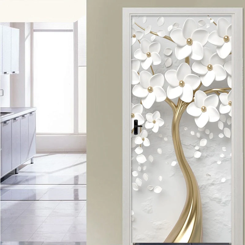 HULIANFU 2026  PVC Self-Adhesive Waterproof Door Sticker Modern 3D Abstract Line Mural Wallpaper Living Room Study Home Decor Art Door Poster - Deanwangkt