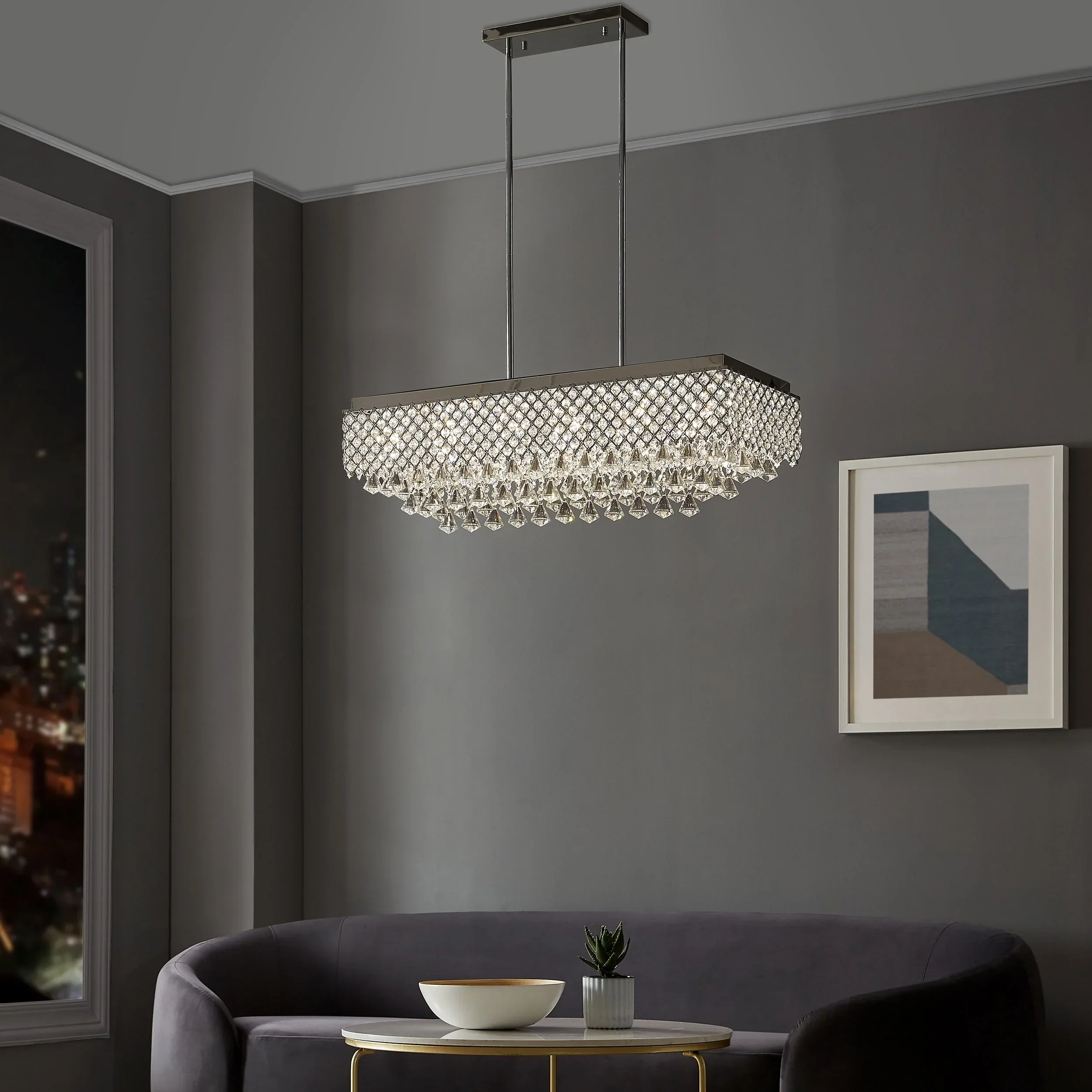 Cindy Crystal Rectangular Chandelier