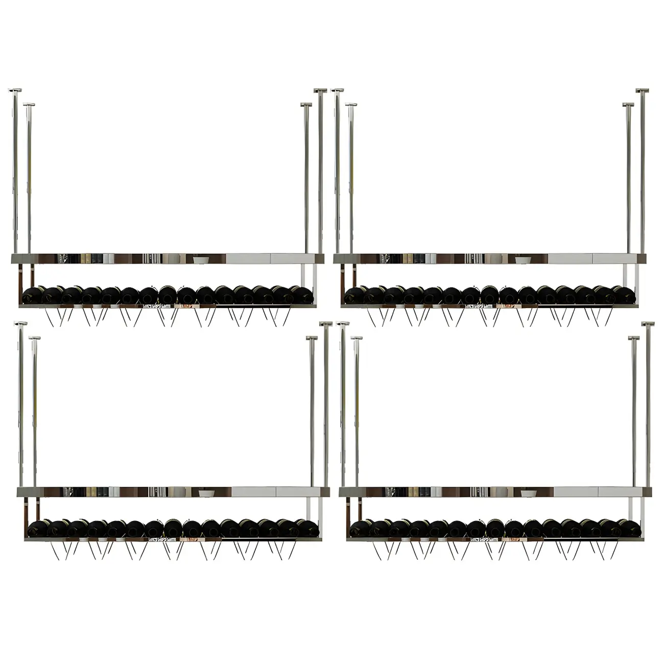 Modern Metal Hanging Wine Rack with Glass Holder