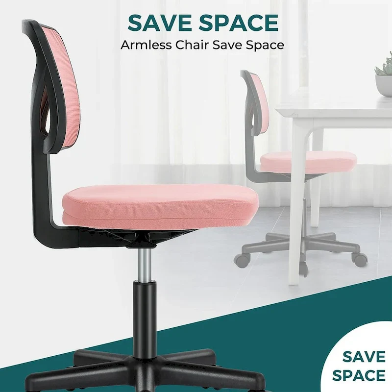 Armless Small Office Desk Chair with Back