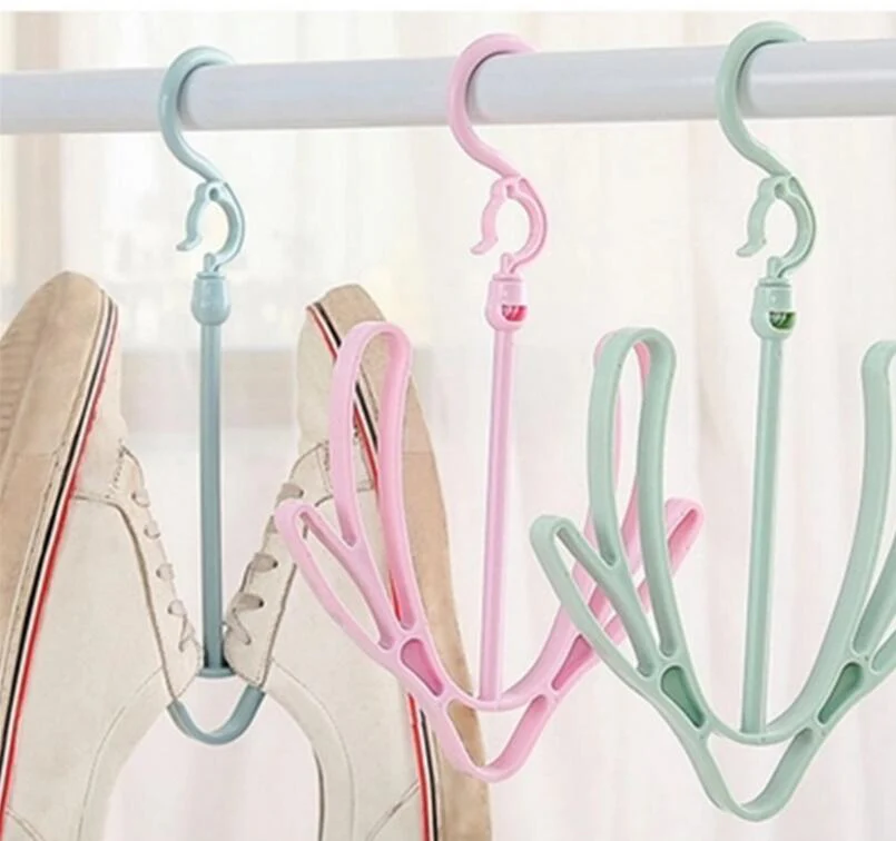 HULIANFU Rack Shelf Storage Shoes Clothes Hanger Clamps Rotated Balcony Hanging Hook - Deanwangkt
