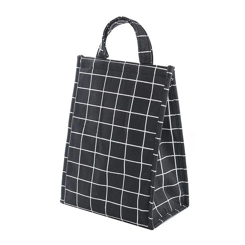 HULIANFU White plaid Cooler Functional Lunch Box Tote Insulated food storage containers Bento box Thermal Food Picnic Lunch Bag For kids - Deanwangkt