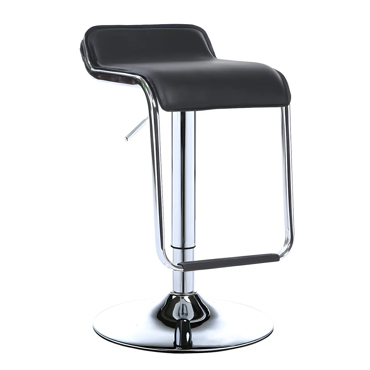 Modern Pedestal Swivel Bar Stool Adjustable Height Low Back Faux Leather