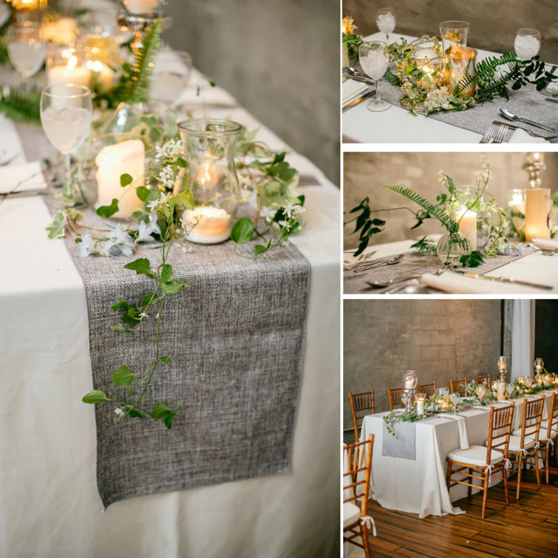 HULIANFU Rustic Burlap Lace Table Runner Natural Imitated Linen Tea Table Cover Table Runners for Wedding  Decor Christmas Birthday Party - Deanwangkt