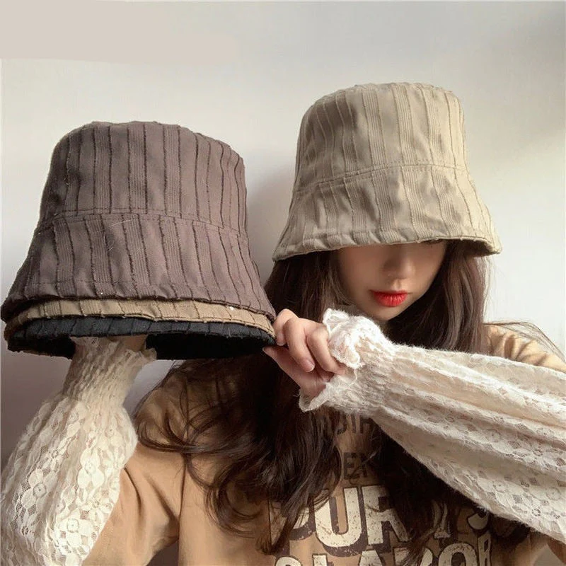 Hulianfu Bucket Hats Women Solid Simple Basic All-match Casual New Design Korean Fashion Sun Protection Streatwear Harajuku College Cozy - Deanwangkt
