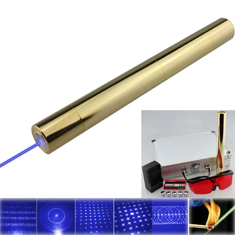 HULIANFU Powerful Blue Laser Pointer High Power Blue Lazer Burning Match Lit Cigarette Pop Balloon Burn Dry Wood Cutting Black Plastic - Deanwangkt