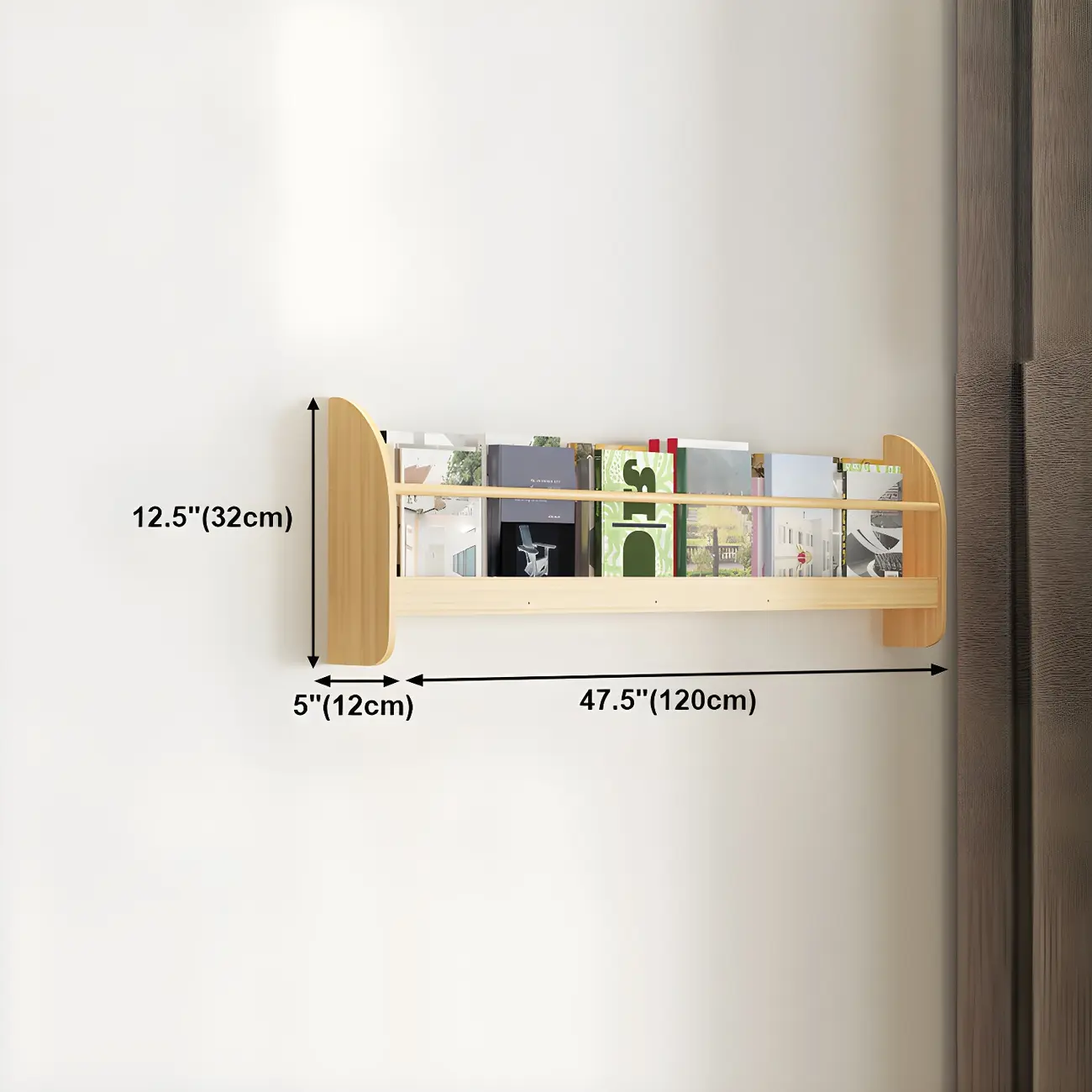 Modern Slim Wood Wall-Mounted Bookshelf