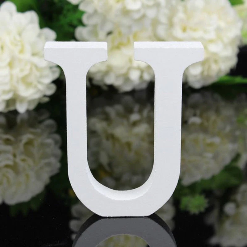 HULIANFU White Wood Letter Alphabet DIY Personalised Name Design Art Crafts Free Standing Xmas Birthday Wedding Party Home Decoration - Deanwangkt
