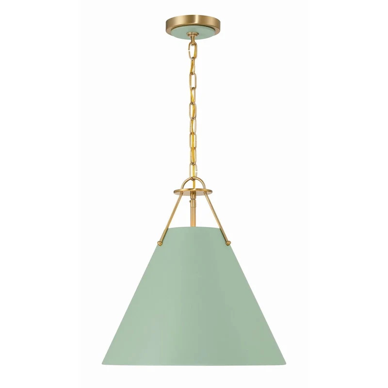 Xavier 3 Light Vibrant Gold and Green Pendant - 16 W x 16.5 H x 16 D