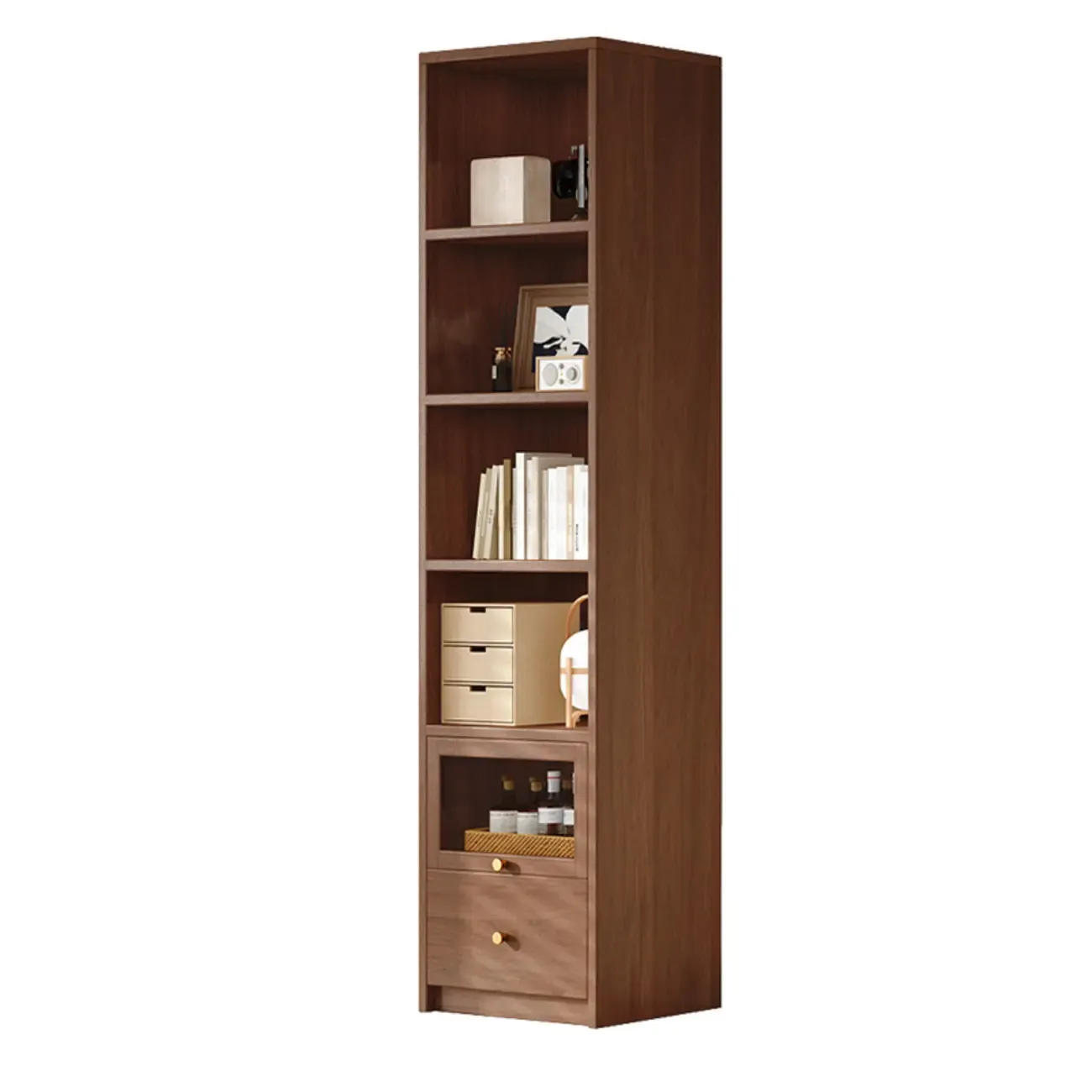 78.7''H Modern Cherry Wood 5-Tier Display Bookcase