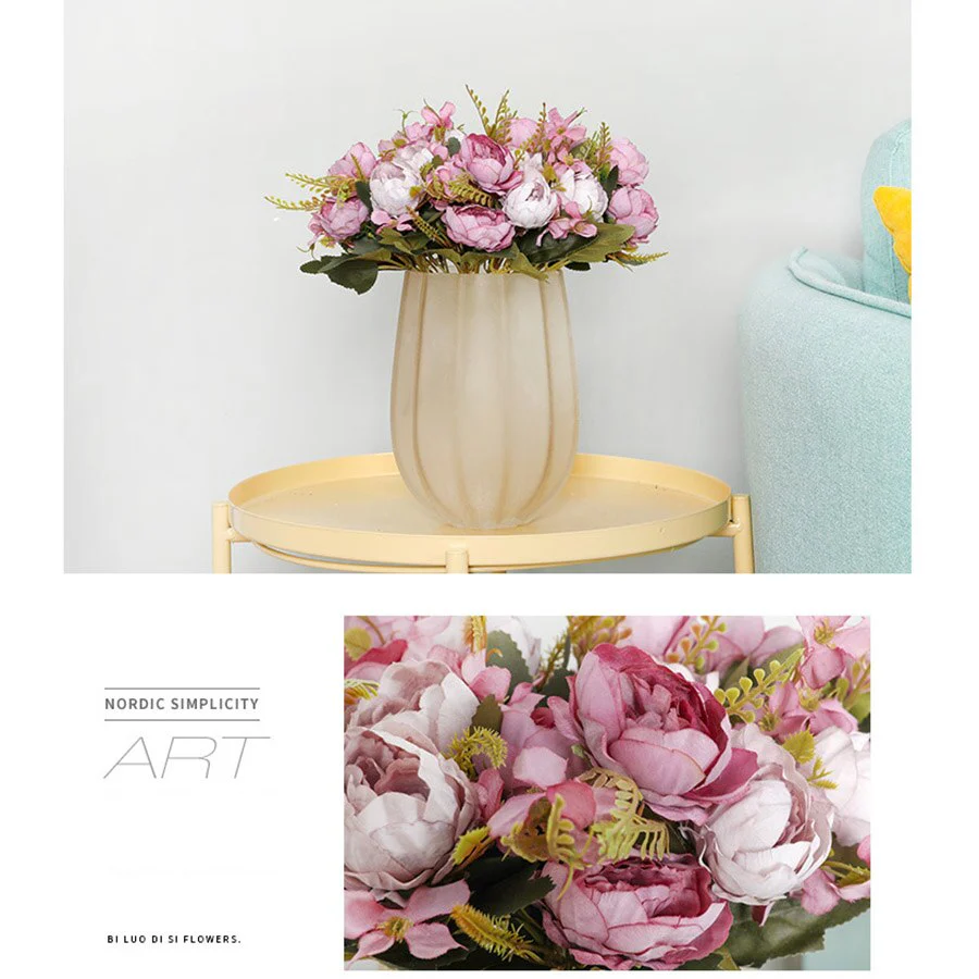 HULIANFU 2026  5 Head Bouquet Peony Artificial Flowers Small White Silk Peonies Fake Flowers Wedding Party Home Decoration Rose Flower Pink Art - Deanwangkt