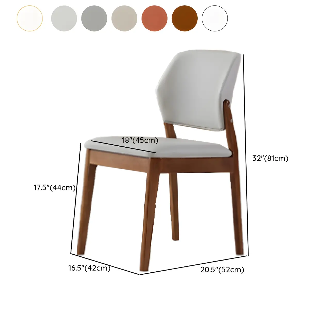 Modern Wood Faux Leather Beige Low Back Dining Chair