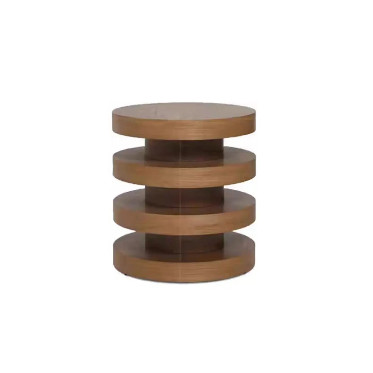 Living Room Black Circular Stacked Wood Side Table