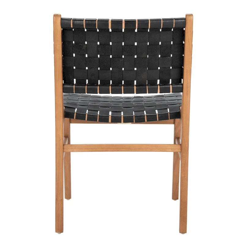 SAFAVIEH Hildred Woven Leather Dining Chair - Cognac / Natural - 20Wx22Dx33H