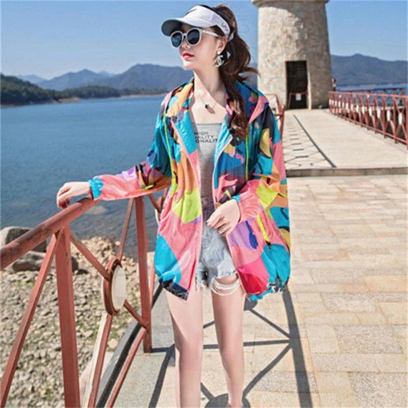 Hulianfu Female Summer New Camouflage Thin Sun Protection Clothing Women Short Anti-Ultraviolet Korean Sun Protection Clothing - Deanwangkt