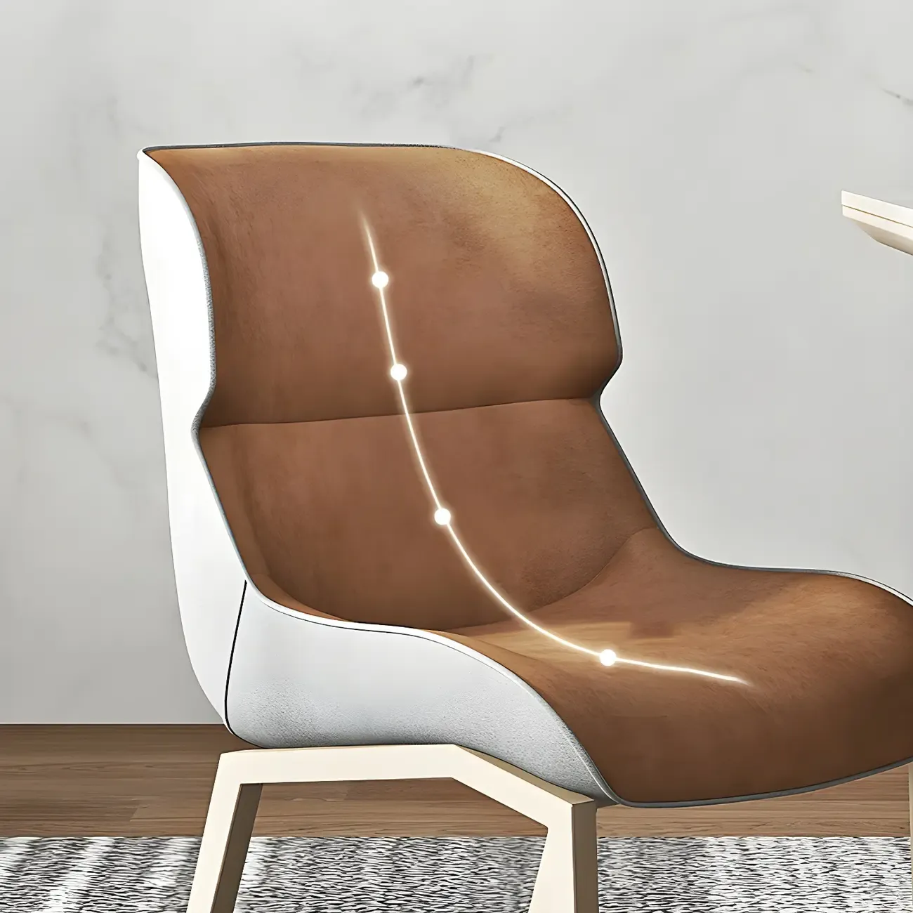 Camel Faux Leather Upholstered Dining Chair with Metal Legs