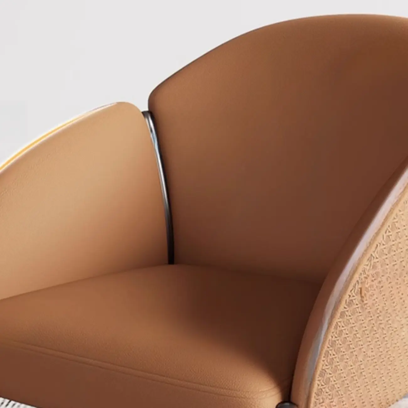 Art Deco Low Back Leather Dining Chair with Arms