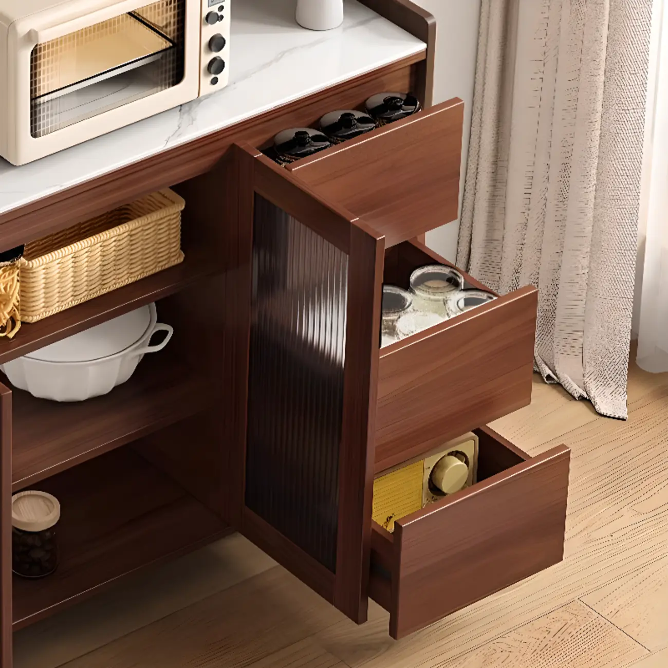 Modern Slab Stone Countertop Kitchen Sideboard