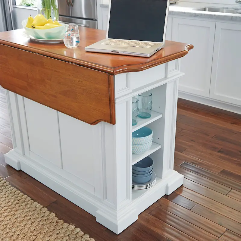 Copper Grove Cannington White Distressed Oak Kitchen Island