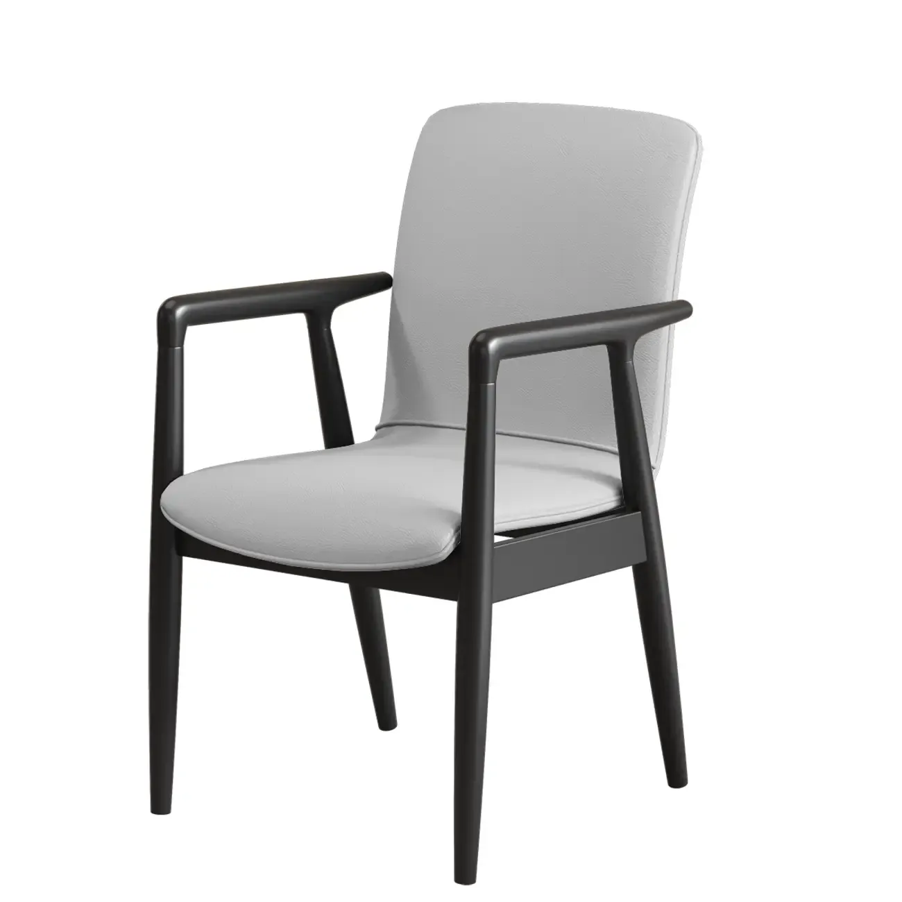Modern Wood Faux Leather Upholstered Dining Armchair