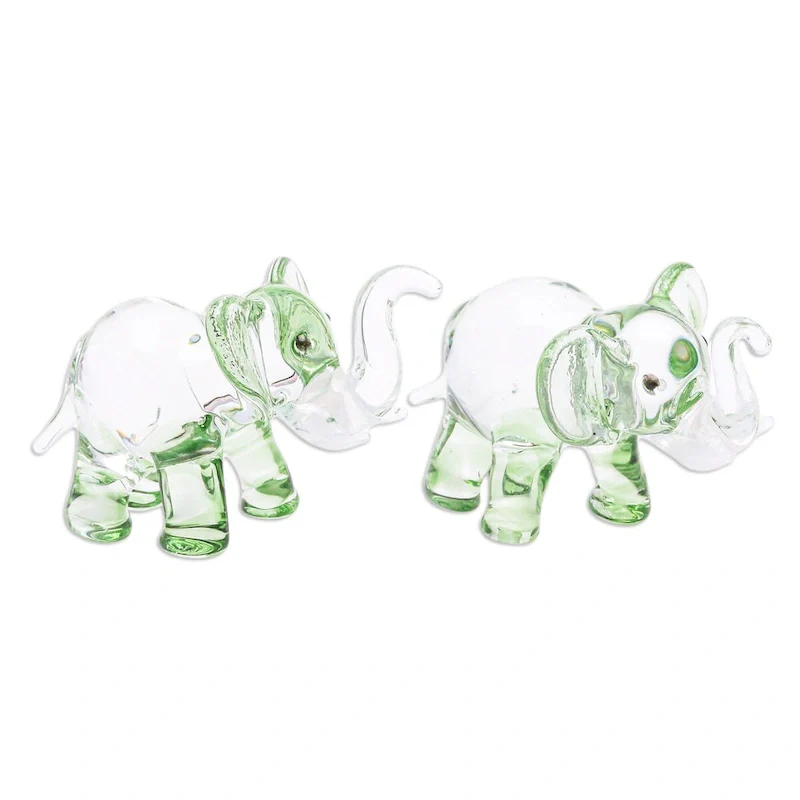 Novica Handmade The Green Giants Handblown Glass Figurines (Pair)