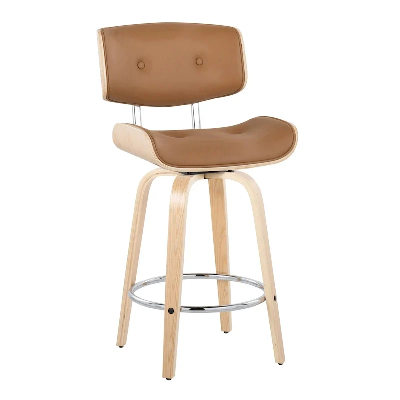 Leksand 26 Fixed-Height Counter Stool with Bent Wood Legs (Set of 2)