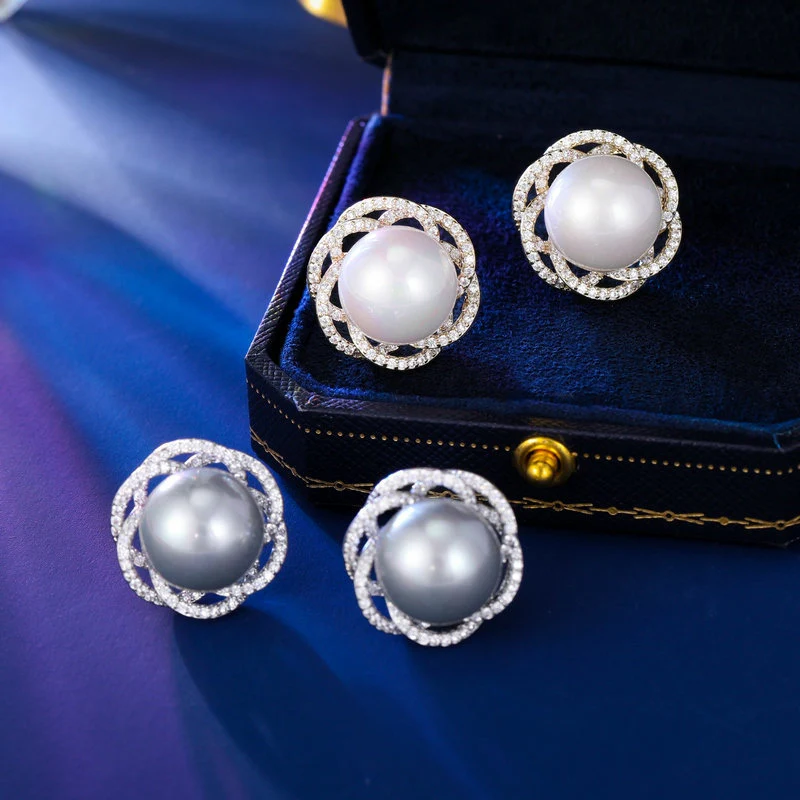 2025 S925 silver needle light luxury fashion elegant temperament earrings women's high-end design sense three-dimensional hollow flower pearl stud earrings - Deanwangkt