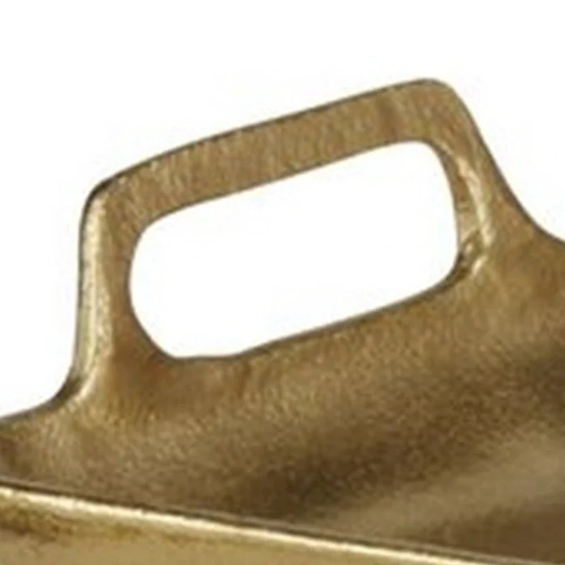 Rectangular Metal Frame Decorative Tray with Cut Out Handle, Gold