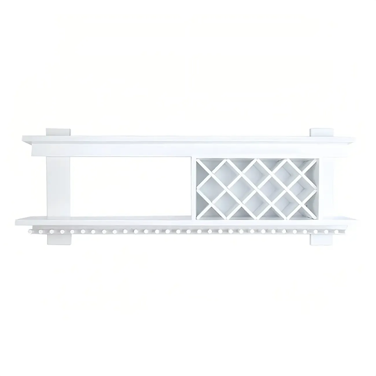 Pine Wooden Wall-Mounted Display Open Wine Bottle & Glass Rack