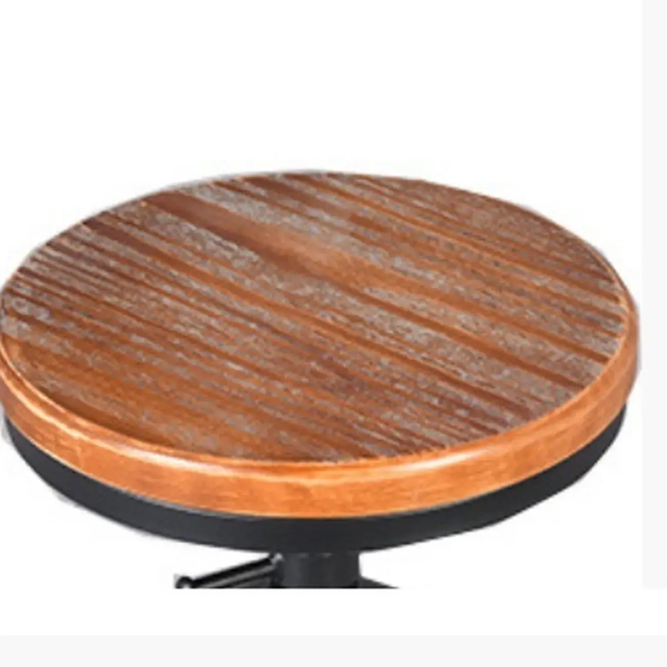 Industrial Round Adjustable Wooden Metal Bar Stools With Backs