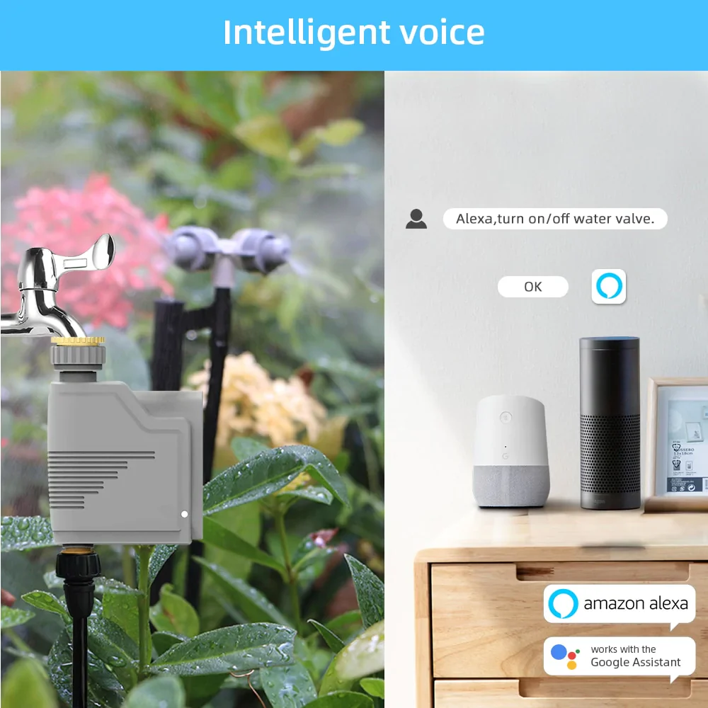 HULIANFU New Tuya Water Flow Monitor WIFI Smart Sprinkler Timer Wireless Water Saving Valve Remote Control Waterting Timer Alexa Google - Deanwangkt
