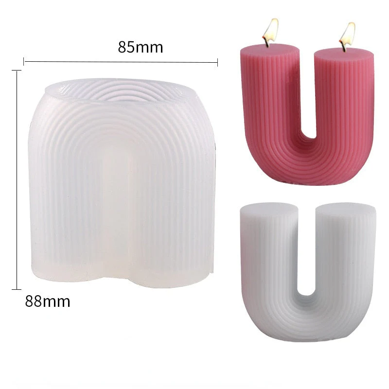 HULIANFU U Shape Scented Candle Mold Food Grade Silicone Mold DIY 3D Aromatherapy Candle Mould  Candle Making Supplies Home Wedding Decor - Deanwangkt