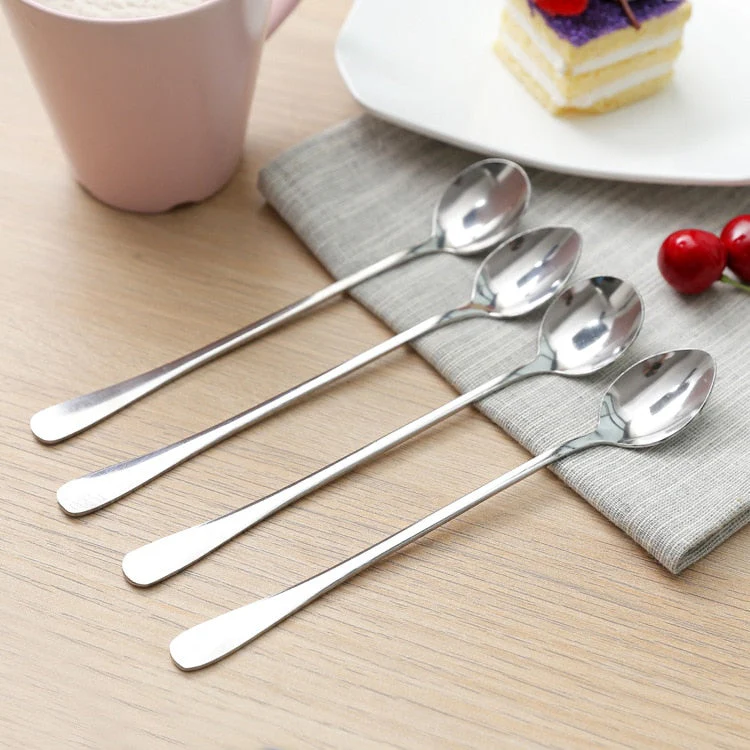 HULIANFU Tea Coffee Soup Spoon For Eating Mixing Stirring Long Handle Teaspoon Ice Cream Honey Spoon Cocktail Spoons Kitchen Cutlery - Deanwangkt