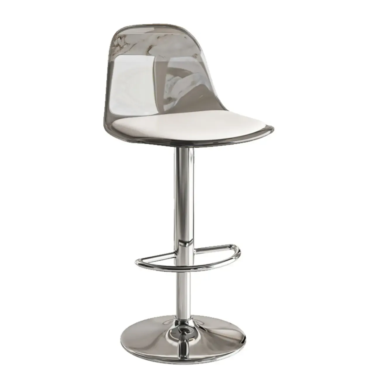 Transparent Acrylic Cushioned Swivel Adjustable Bar Stool