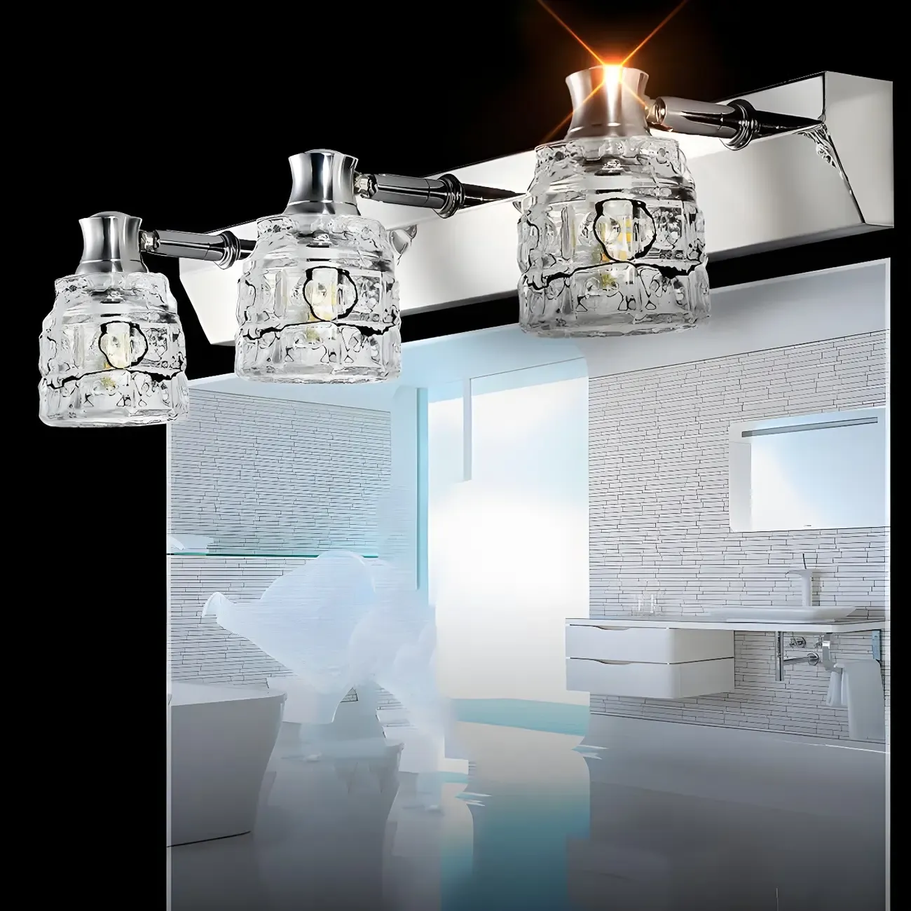 Modern Chrome Crystal Bathroom Vanity Light