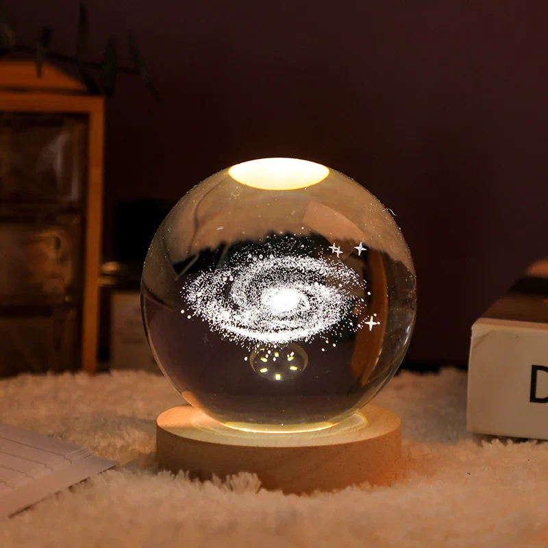 HULIANFU New 80mm K9 Crystal Solar System Planet Globe 3D Laser Engraved Sun System Ball with Touch Switch LED Light Base Astronomy Gifts - Deanwangkt
