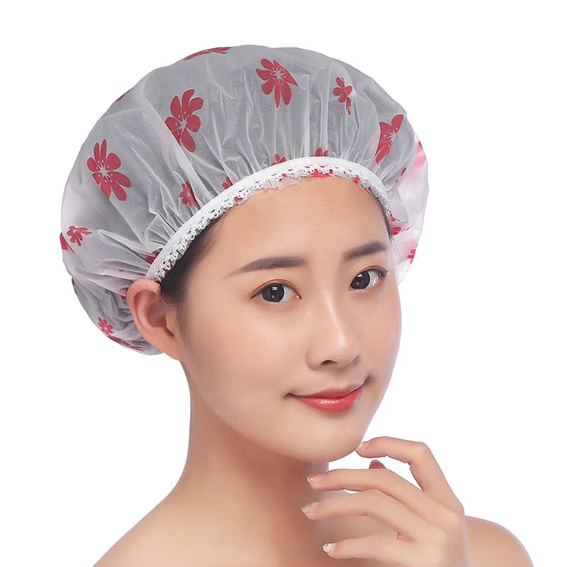 HULIANFU Waterproof Bath Hat Thickened Waterproof And Oil Fume Cap Women Spa Hair Salon Supplies Shower Cap Bathroom Accessories - Deanwangkt