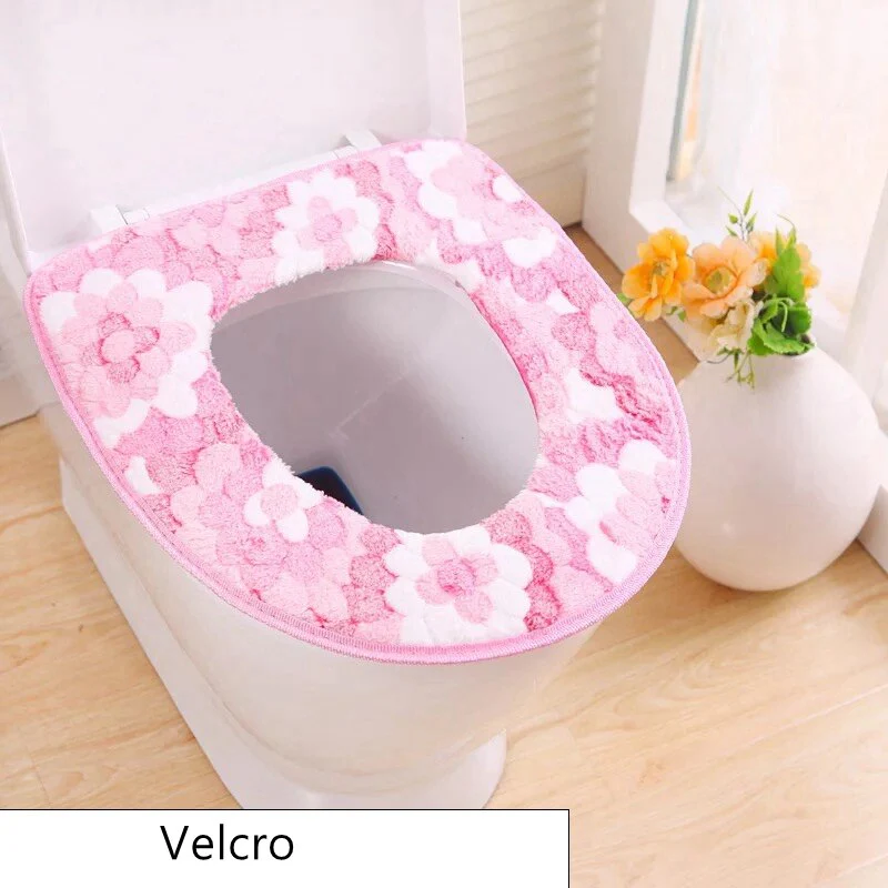 HULIANFU Warm Winter Toilet Seat Cover Closestool Mat Washable Bathroom Accessories Coral Fleece Soft Toilet Pad Universal Toilet Cushion - Deanwangkt