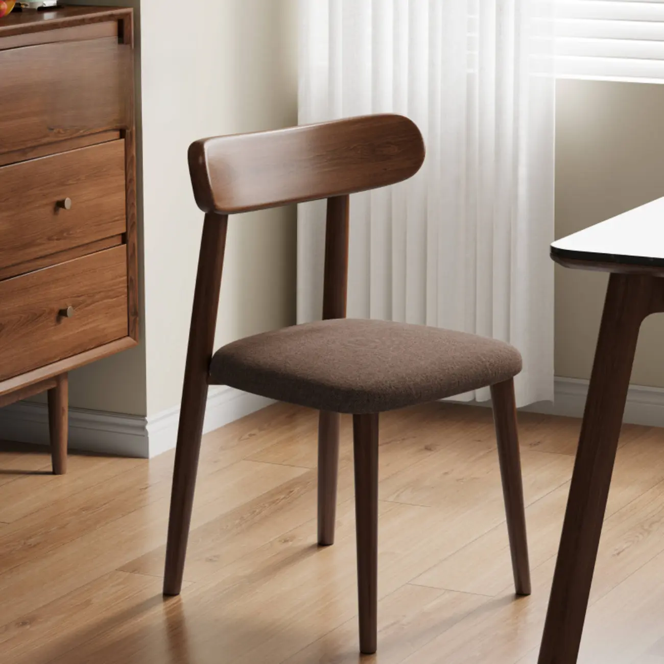 Modern Armless Leather Dining Chair with Low Back