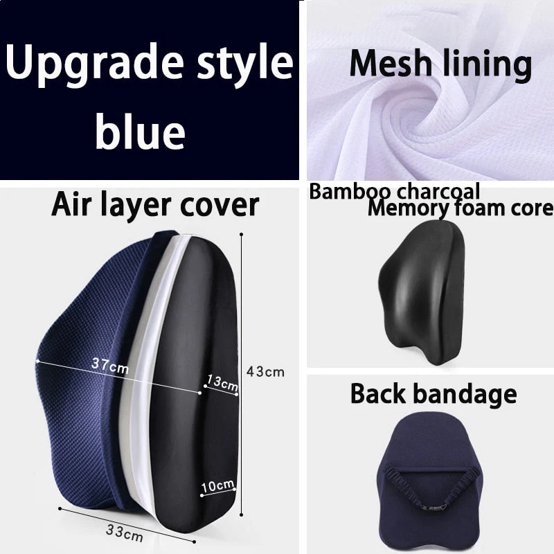 HULIANFU Memory Foam Seat Cushion Orthopedic Pillow Office Chair Cushion Lumbar Cushions Car Seat Butt Hemorrhoid Coccyx Vertebra Sets - Deanwangkt