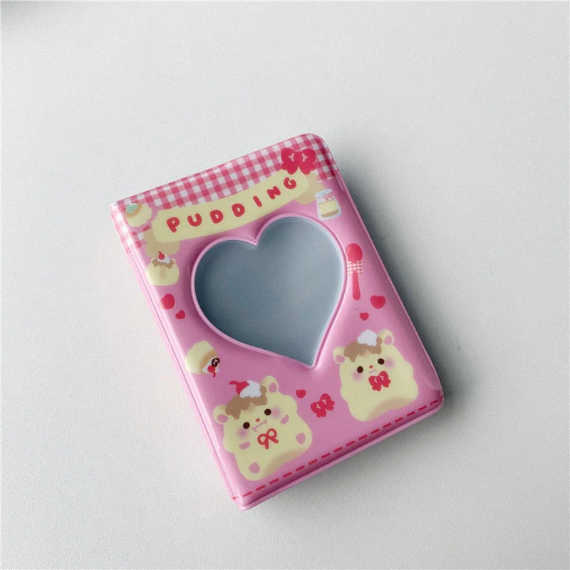 HULIANFU Kawaii Bear photo album 3 Inch Love Heart Hollow Kpop Card Binder Name Card Book Photo Album Card Photocard ID Holder 40 Pockets - Deanwangkt