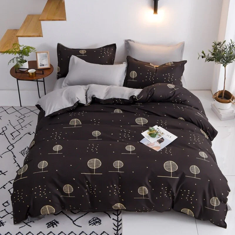HULIANFU Nordic Style Pink Heart Bedding Set Cover Cute Bed Linens Duvet Cover Sheets and Pillowcases Queen King Size Home Textile Sets - Deanwangkt