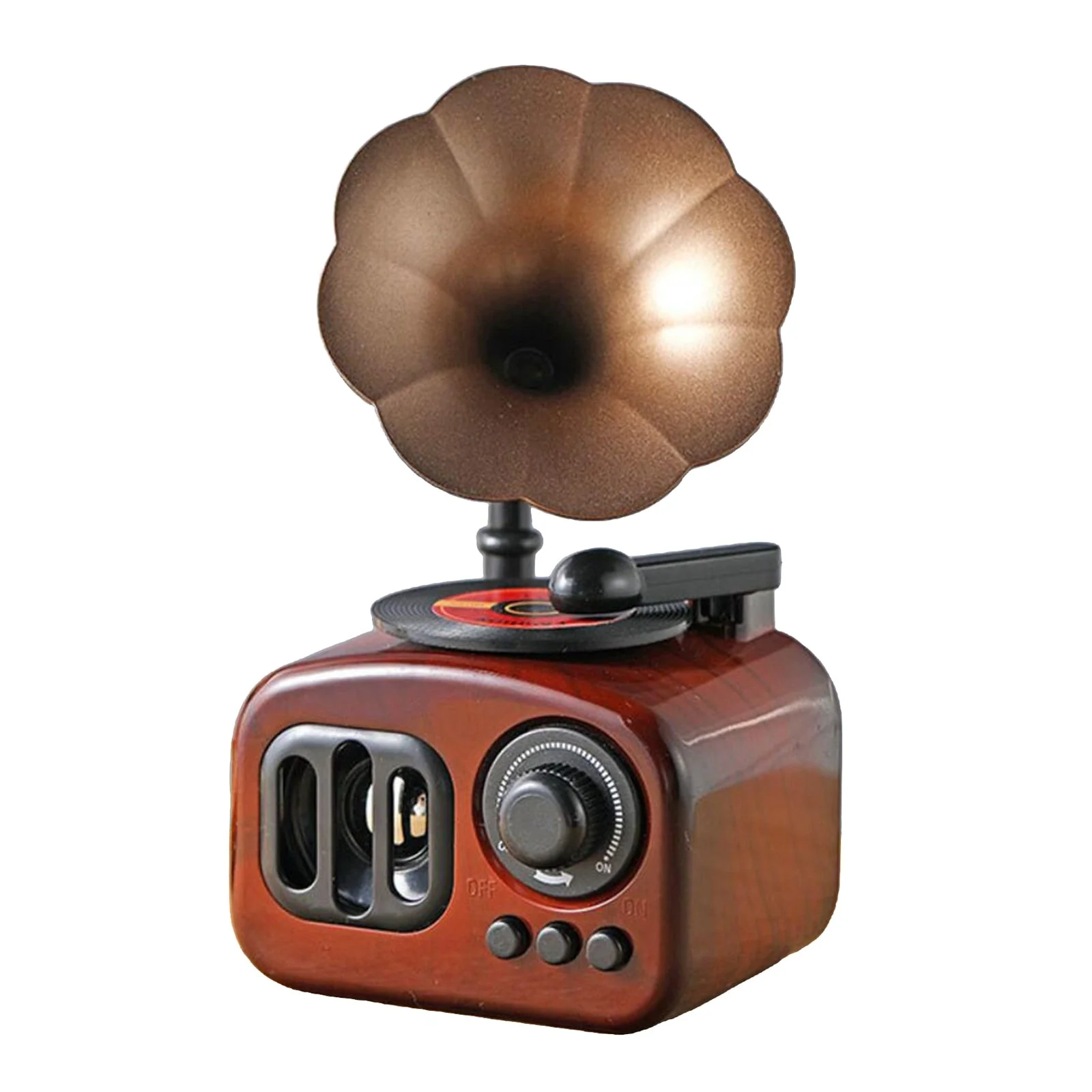 HULIANFU Retro Phonograph Shape Music Box Classical Art Decor Music Box Crafts Gift Home Decoration Antique Vintage Decor - Deanwangkt
