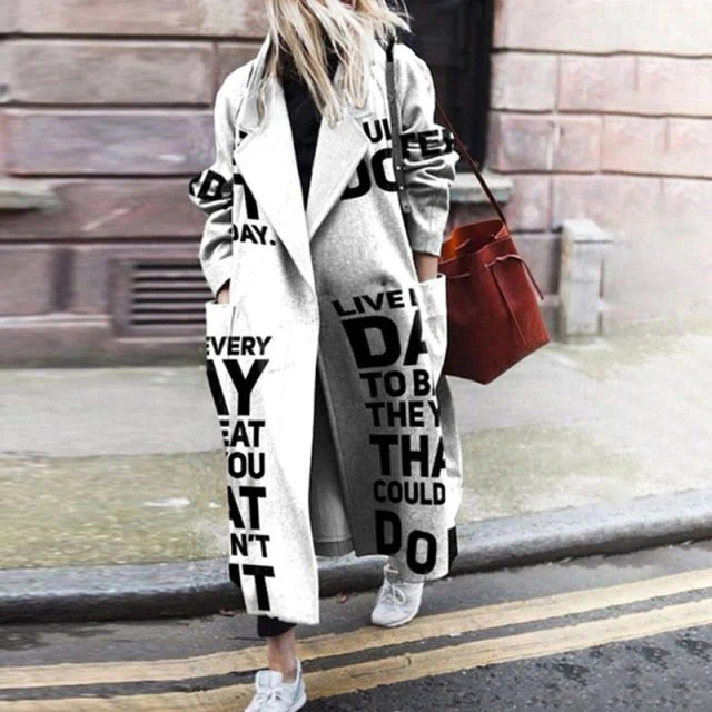 Hulianfu Fashion Casual Long Sleeve Winter Women Warm Jackets Vintage Printed Tweed Long Cardigan New Lady Elegant Lapel Pocket Outerwear - Deanwangkt