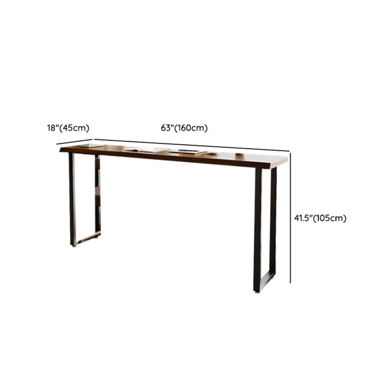 Rectangle Wooden Bar Height Table Metal Sled Base