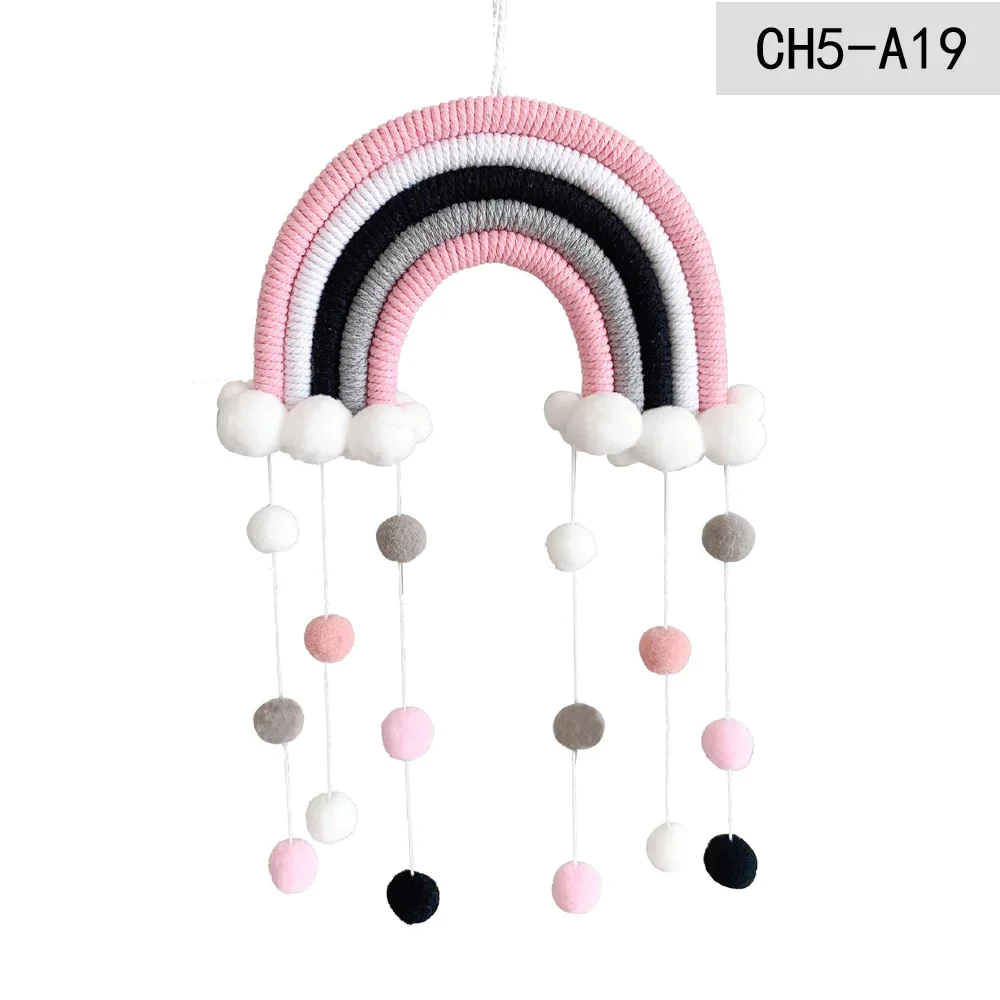 HULIANFU Nordic Cloud Rainbow Raindrop Wall Hangings Decoration For Kid Girls Bedroom Hanging Pendant Baby Bed Tent Hanging Toy Pendant - Deanwangkt