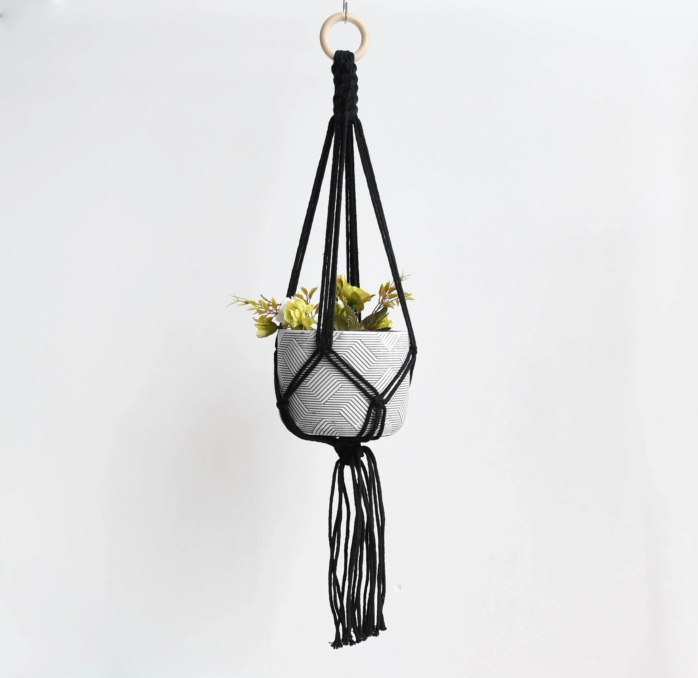 HULIANFU New arrival good quality handmade macrame plant hanger, pot holder  pot hanging  pot tray for garden for home - Deanwangkt