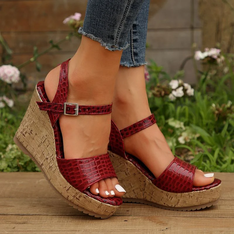 hulianfu Women's Patent Leather Wedge Sandals Ankle Strap Chunky Platform Sandals Women Summer  Thick Sole Non Slip Beach Shoes Woman - Deanwangkt
